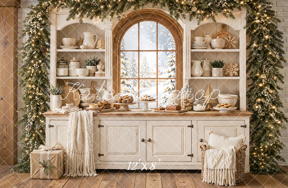 Kate Christmas Kitchen Garland Window Cookies Backdrop Designed by Emetselch - Image 8