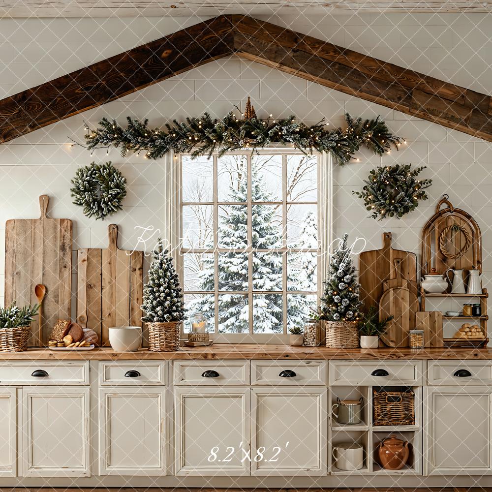 Kate Christmas Kitchen Window Garland Backdrop Designed by Emetselch - Image 5