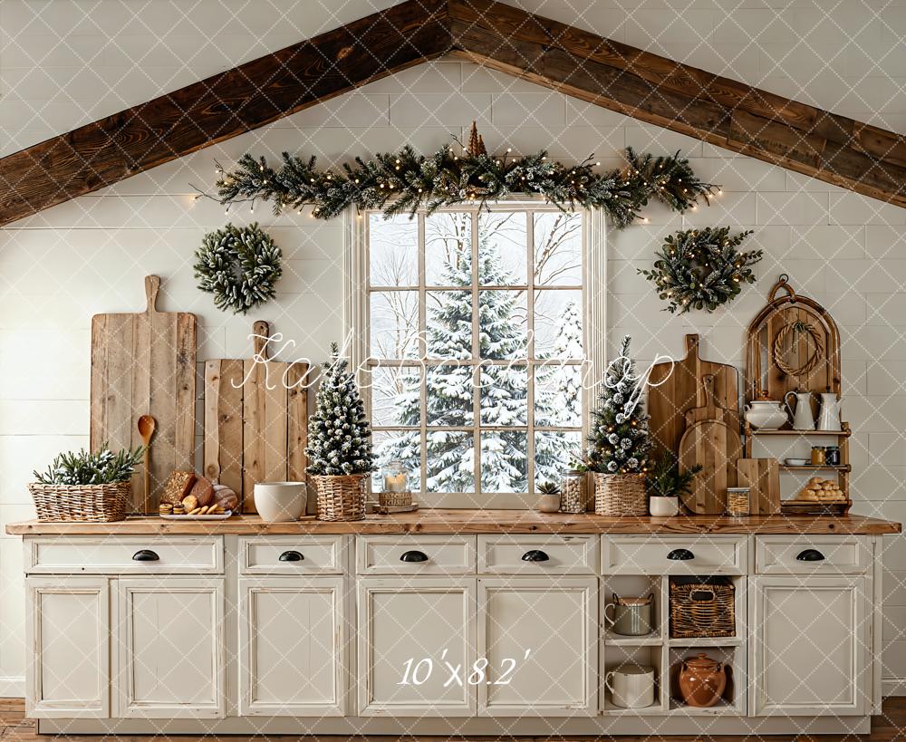 Kate Christmas Kitchen Window Garland Backdrop Designed by Emetselch - Image 6