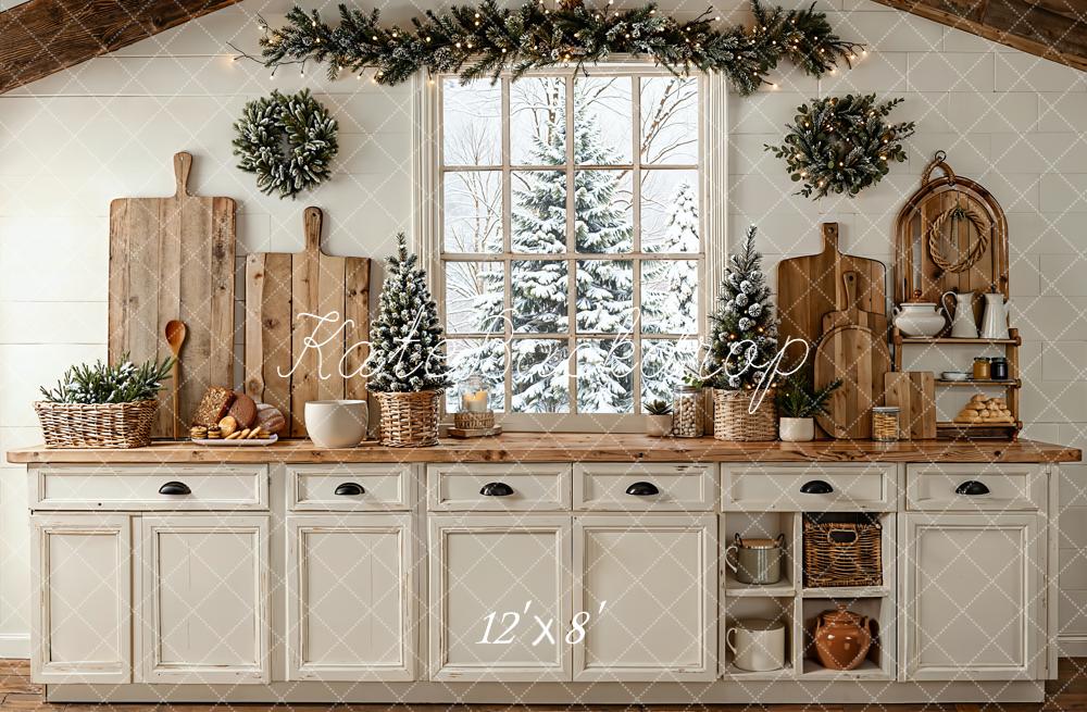 Kate Christmas Kitchen Window Garland Backdrop Designed by Emetselch - Image 8