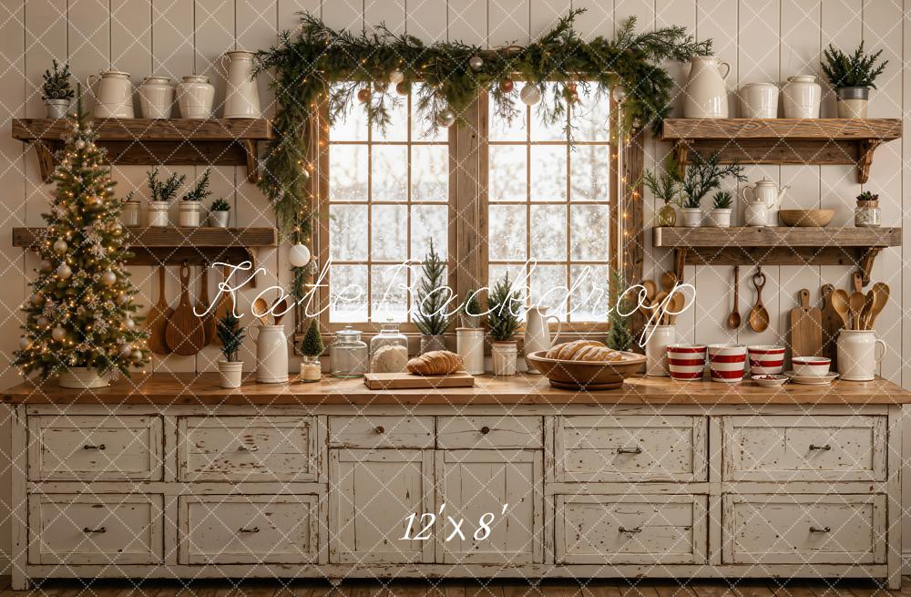 Kate Christmas Kitchen Window Rustic Shelves Backdrop Designed by Emetselch - Image 8