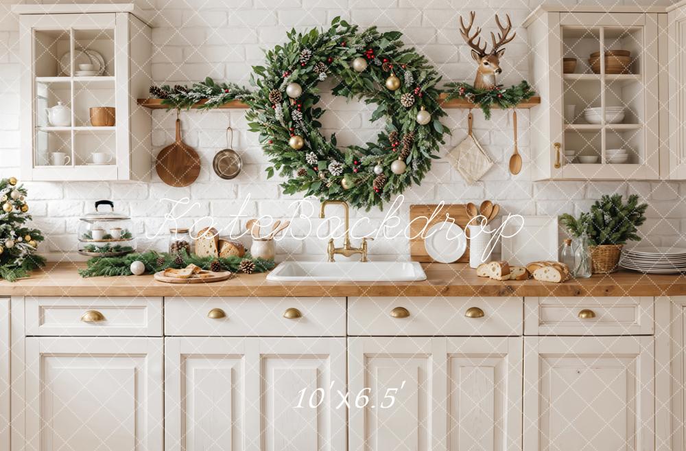 Kate Christmas Kitchen Wreath Garland Backdrop Designed by Emetselch - Image 4