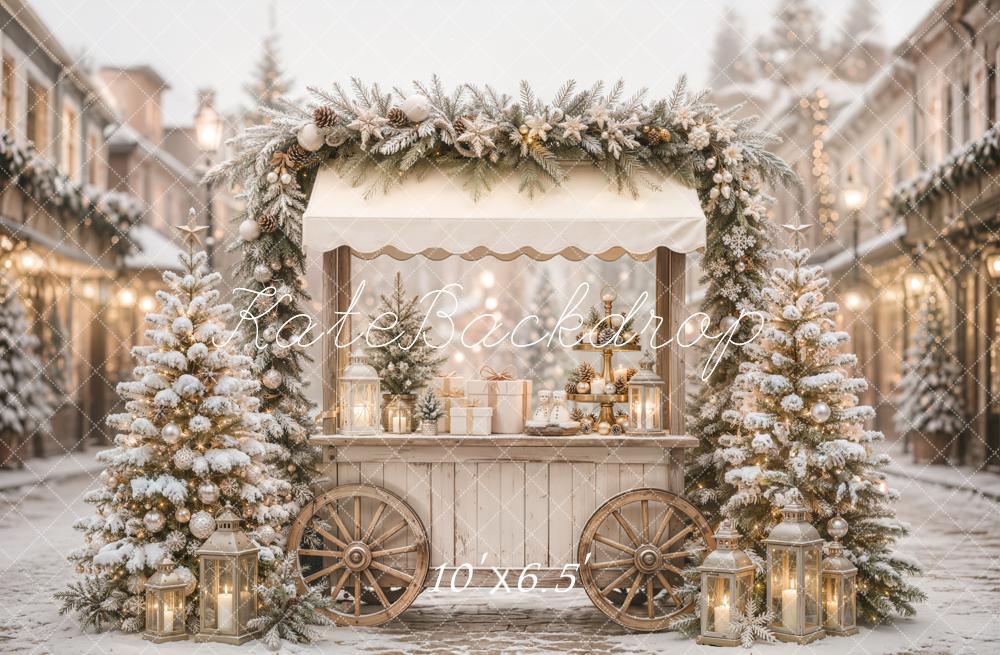 Kate Christmas Market Cart Snowy Trees Lanterns Backdrop Designed by Emetselch - Image 4