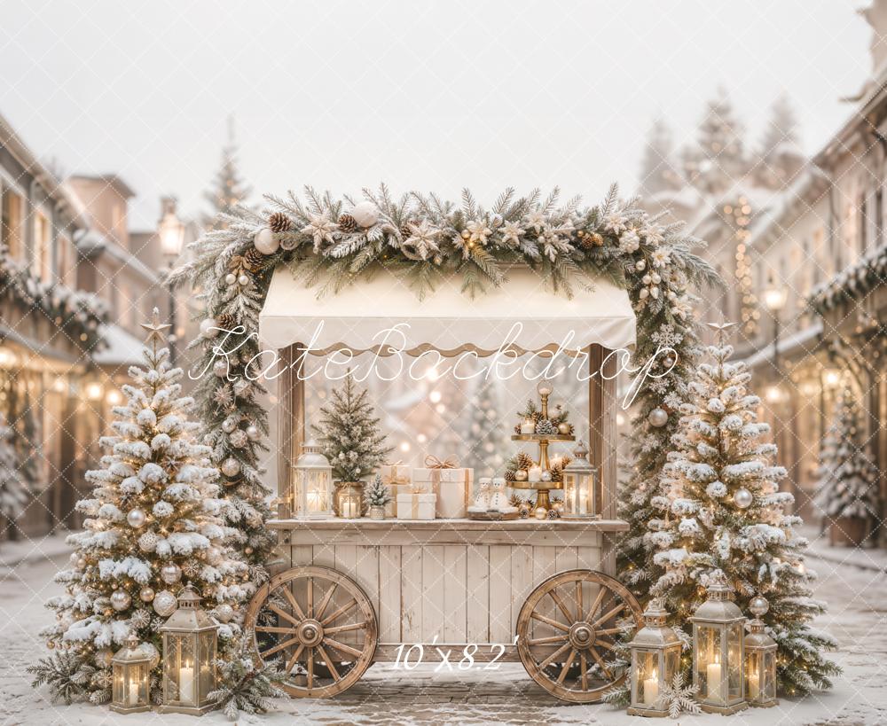 Kate Christmas Market Cart Snowy Trees Lanterns Backdrop Designed by Emetselch - Image 6