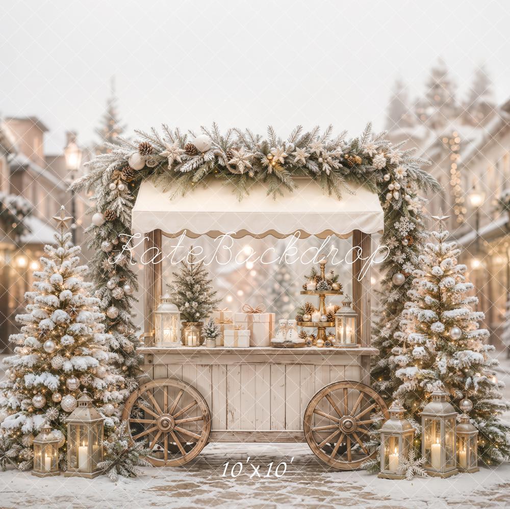 Kate Christmas Market Cart Snowy Trees Lanterns Backdrop Designed by Emetselch - Image 7