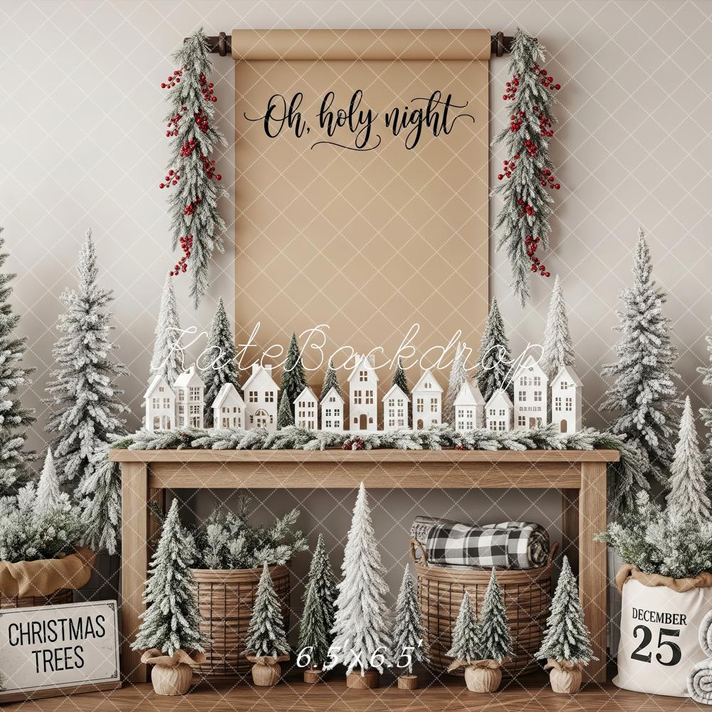 Kate Christmas Miniature Houses Snowy Trees Backdrop Designed by Patty Robert - Image 2