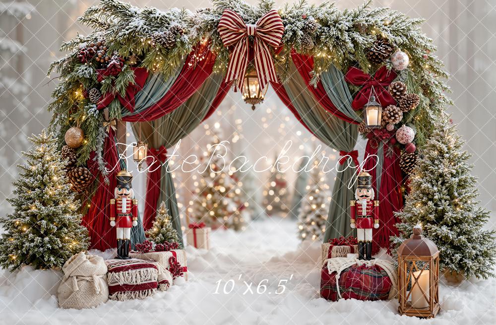 Kate Christmas Nutcracker Garland Snowy Trees Backdrop Designed by Emetselch - Image 4