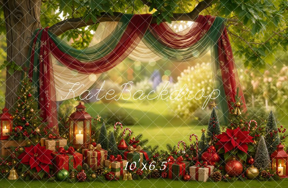 Kate Christmas Outdoor Drapes Presents Lanterns Backdrop Designed by Emetselch - Image 4
