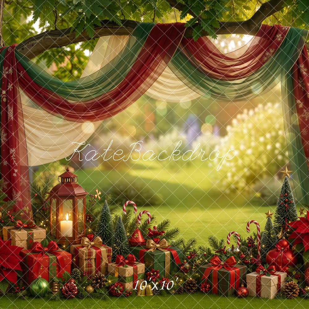 Kate Christmas Outdoor Drapes Presents Lanterns Backdrop Designed by Emetselch - Image 7