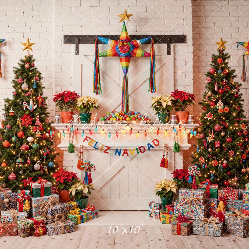 Kate Christmas Piñata Trees Presents Colourful Backdrop Designed by Emetselch - Image 7