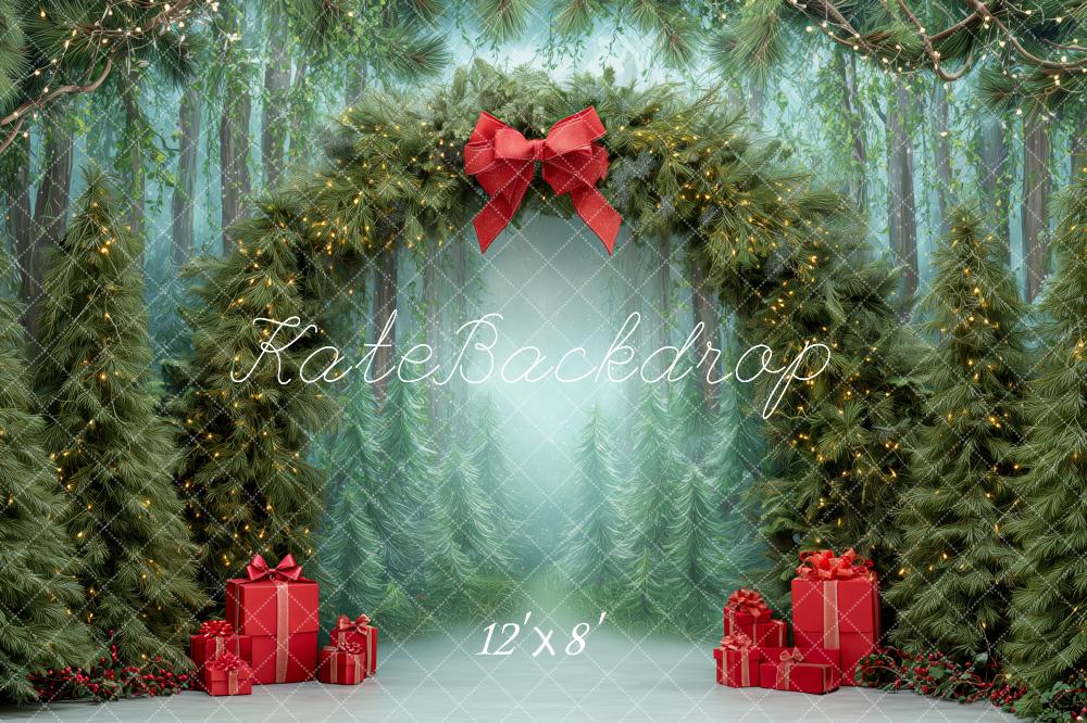 Kate Christmas Pine Arch Red Presents Lights Backdrop Designed by Patty Robert - Image 8