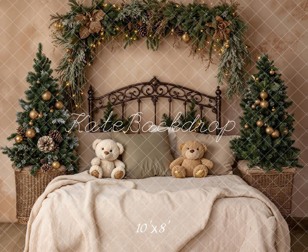 Kate Christmas Garland Teddy Bears Fleece Backdrop Designed by Emetselch - Image 4