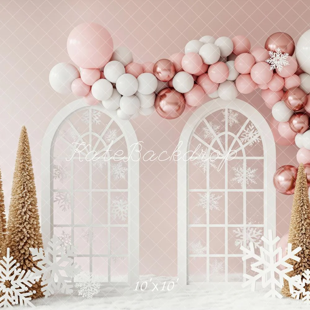 Kate Christmas Pink Balloon Arch Trees Backdrop Designed by Patty Robert - Image 7