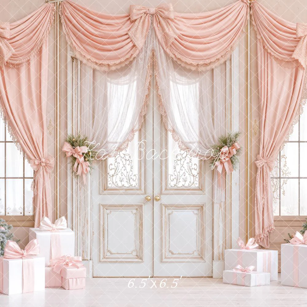 Kate Christmas Pink Curtain Gifts Backdrop Designed by Emetselch - Image 2