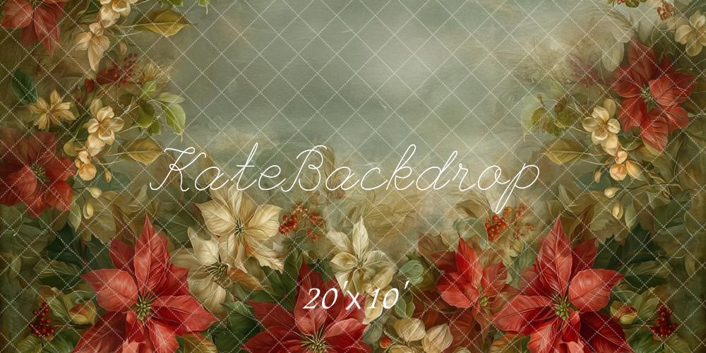 Kate Christmas Poinsettia Cream Flowers Backdrop Designed by Emetselch - Image 8