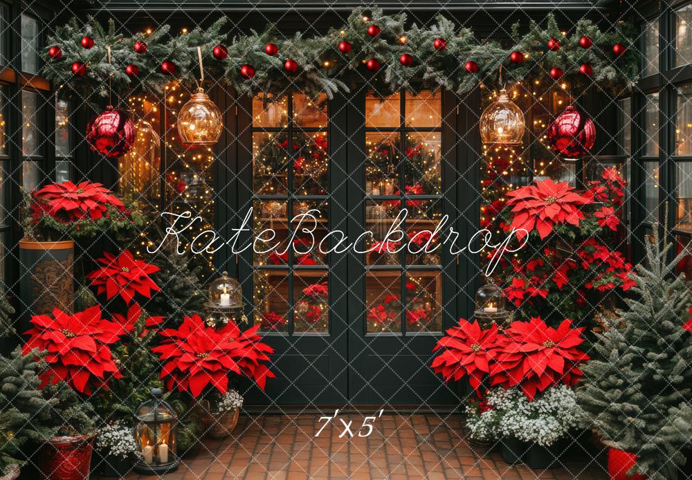 Kate Christmas Poinsettias Garland Backdrop Designed by Mini MakeBelieve