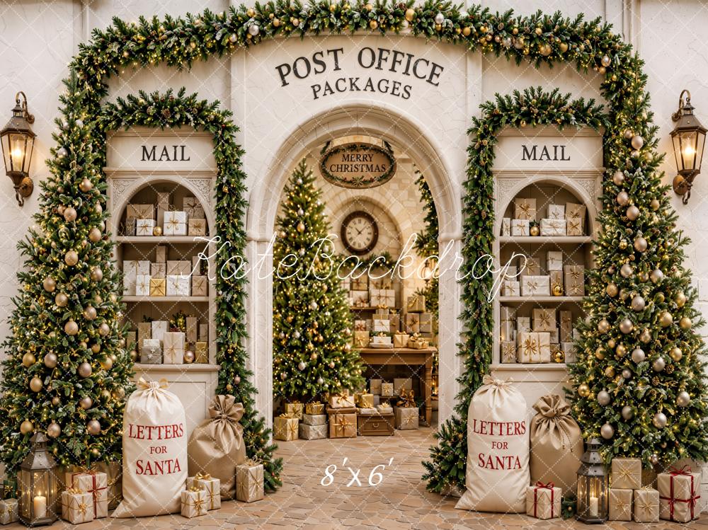 Kate Christmas Post Office Trees Gifts Backdrop Designed by Emetselch - Image 3