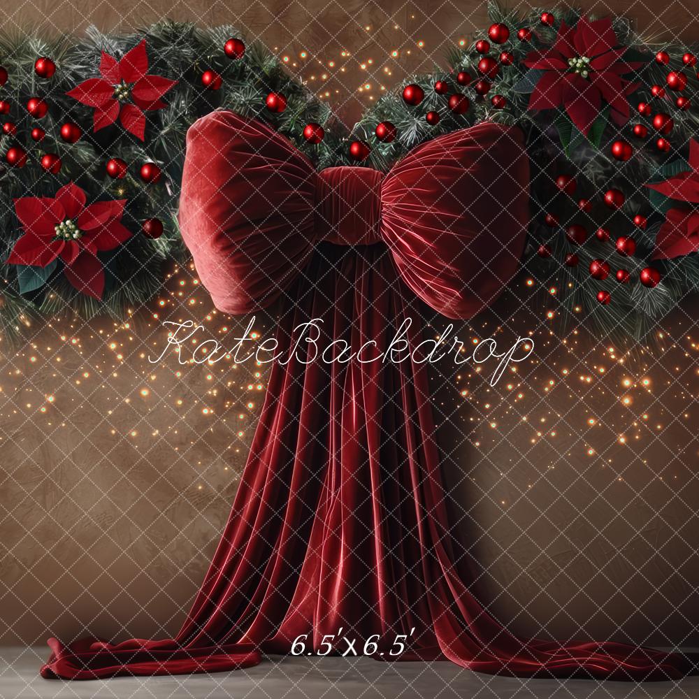 Kate Christmas Red Bow Garland Backdrop Designed by Mini MakeBelieve - Image 2