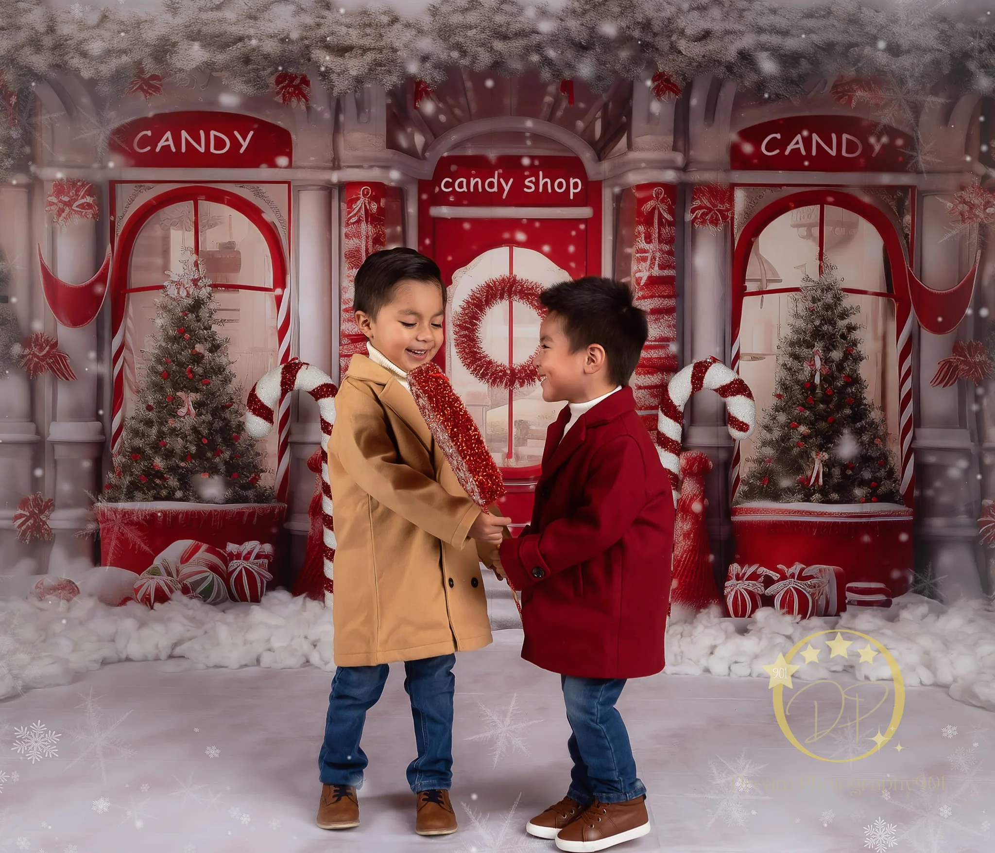 Kate Christmas Red Candy Shop Backdrop Designed by Chain Photography - Image 3