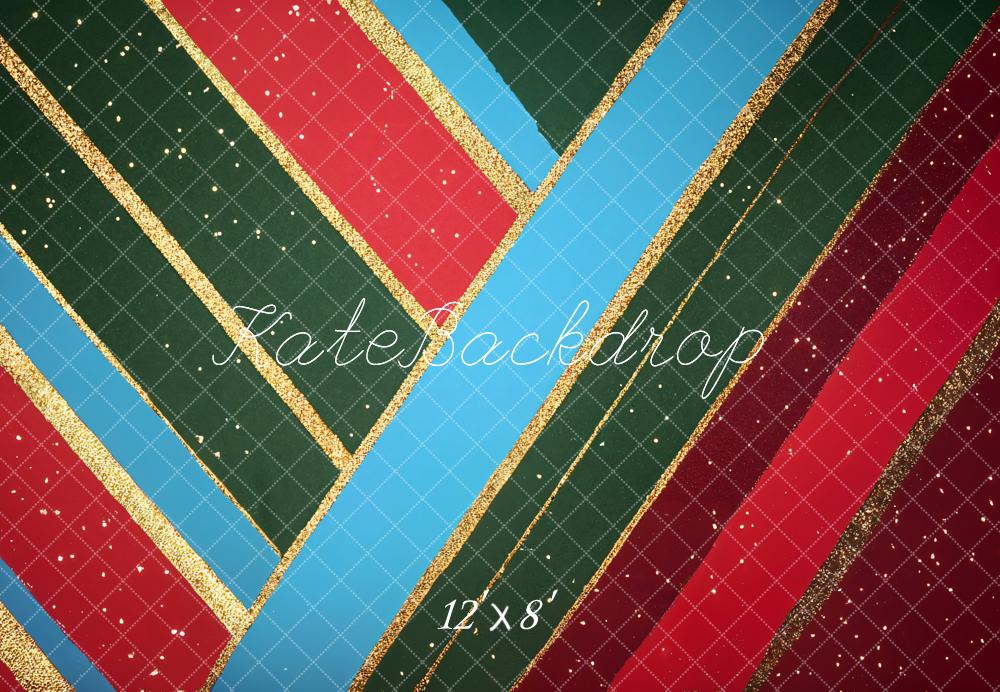 Kate Christmas Red Green Blue Diagonal Lines Fleece Backdrop Designed by Emetselch - Image 4