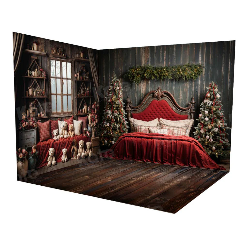 Kate Red Christmas Headboard Teddy Bear Room Set