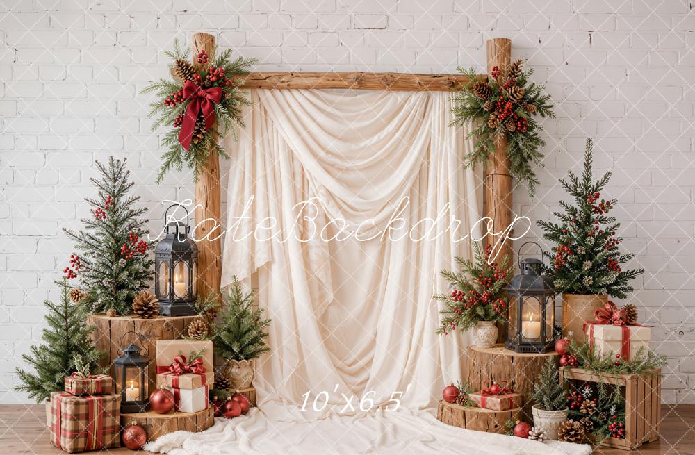 Kate Christmas Rustic Arch Gifts Trees Backdrop Designed by Emetselch - Image 4