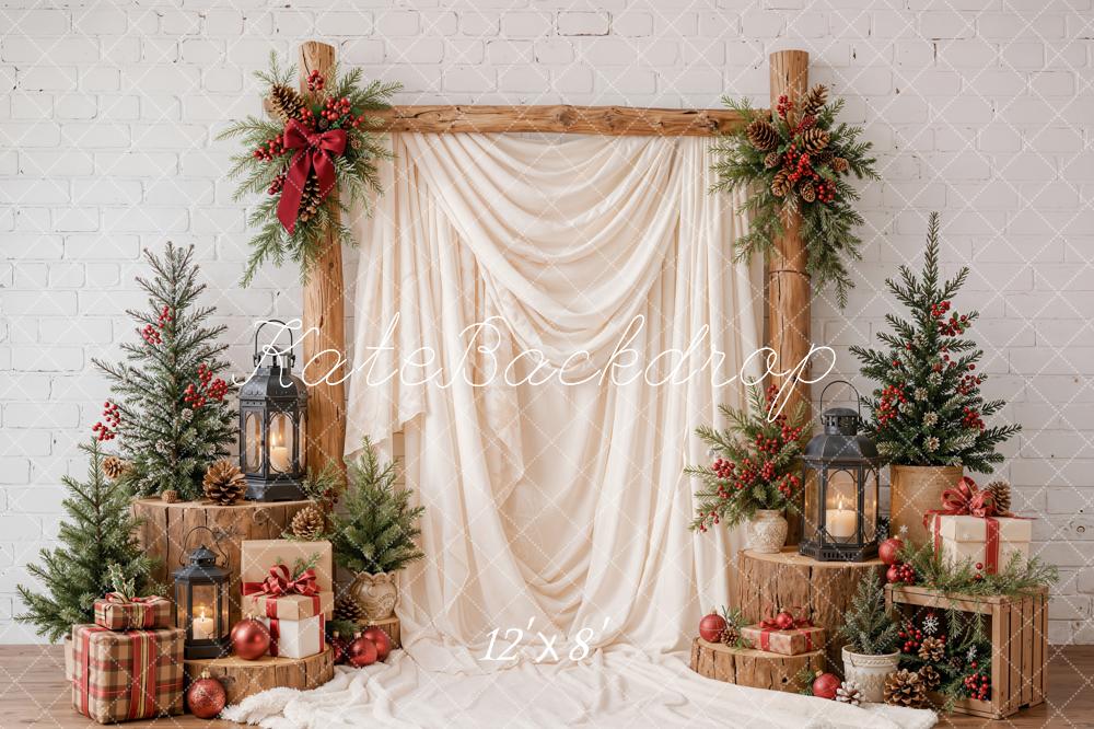 Kate Christmas Rustic Arch Gifts Trees Backdrop Designed by Emetselch - Image 8
