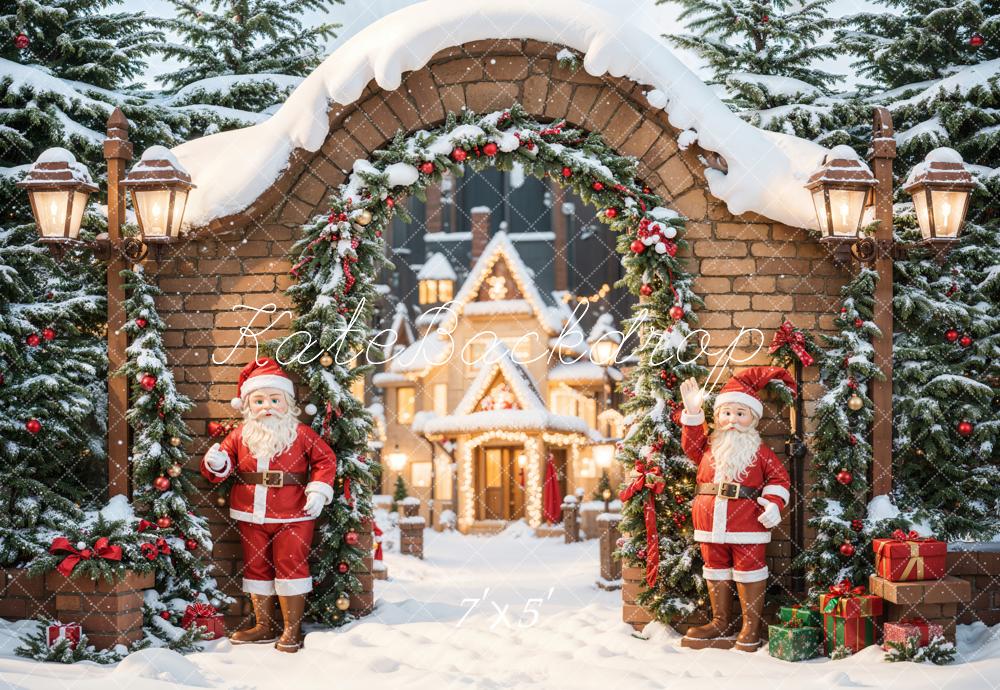 Kate Christmas Santa Castle Arched Brick Backdrop Designed by Chain Photography