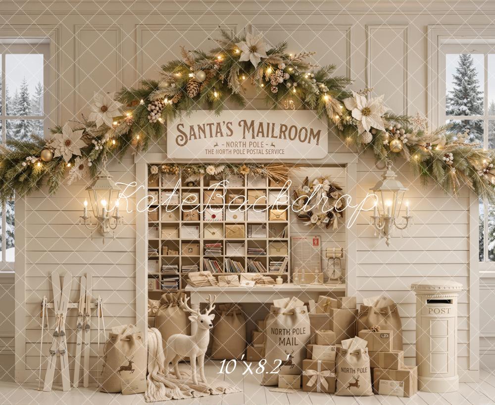 Kate Christmas Santa Mailroom North Pole Fleece Backdrop Designed by Emetselch - Image 3