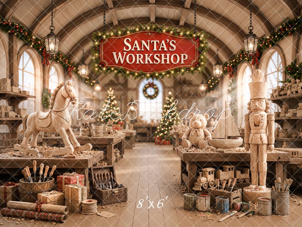 Kate Christmas Santa Workshop Toys Garland Backdrop Designed by Emetselch - Image 3