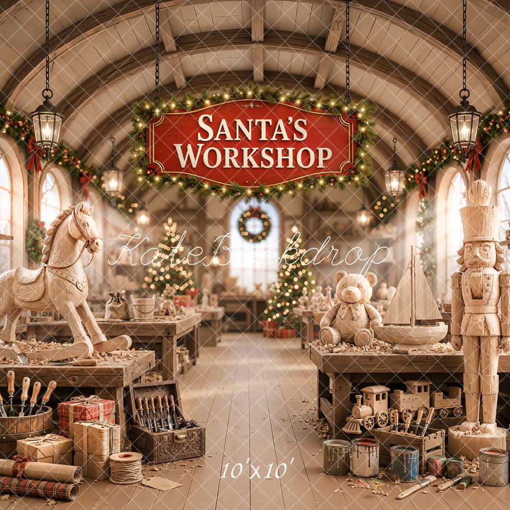 Kate Christmas Santa Workshop Toys Garland Backdrop Designed by Emetselch - Image 7