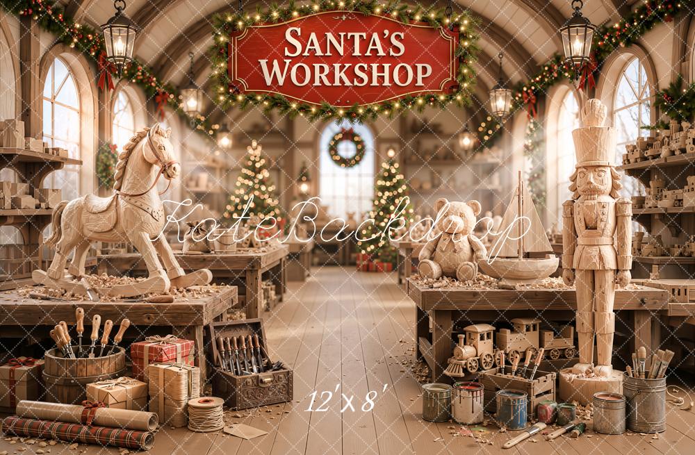 Kate Christmas Santa Workshop Toys Garland Backdrop Designed by Emetselch - Image 8