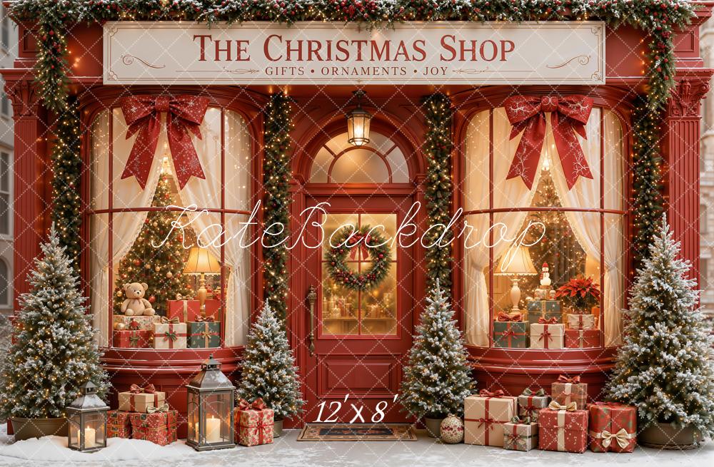 Kate Christmas Shop Front Garland Presents Backdrop Designed by Emetselch - Image 8
