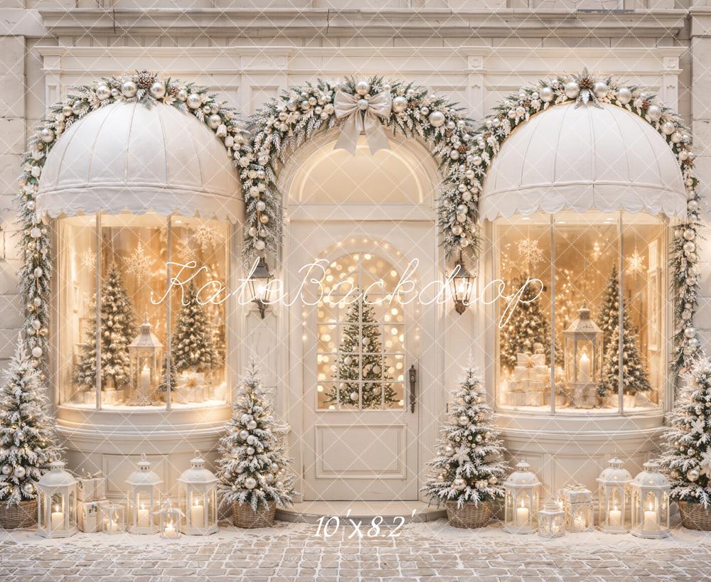 Kate Christmas Shop Window Lanterns Snowy Trees Backdrop Designed by Emetselch - Image 6