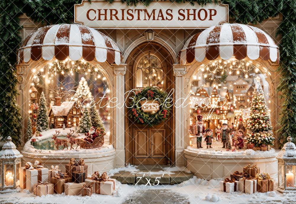 Kate Christmas Shop Window Snow Gifts Backdrop Designed by Emetselch