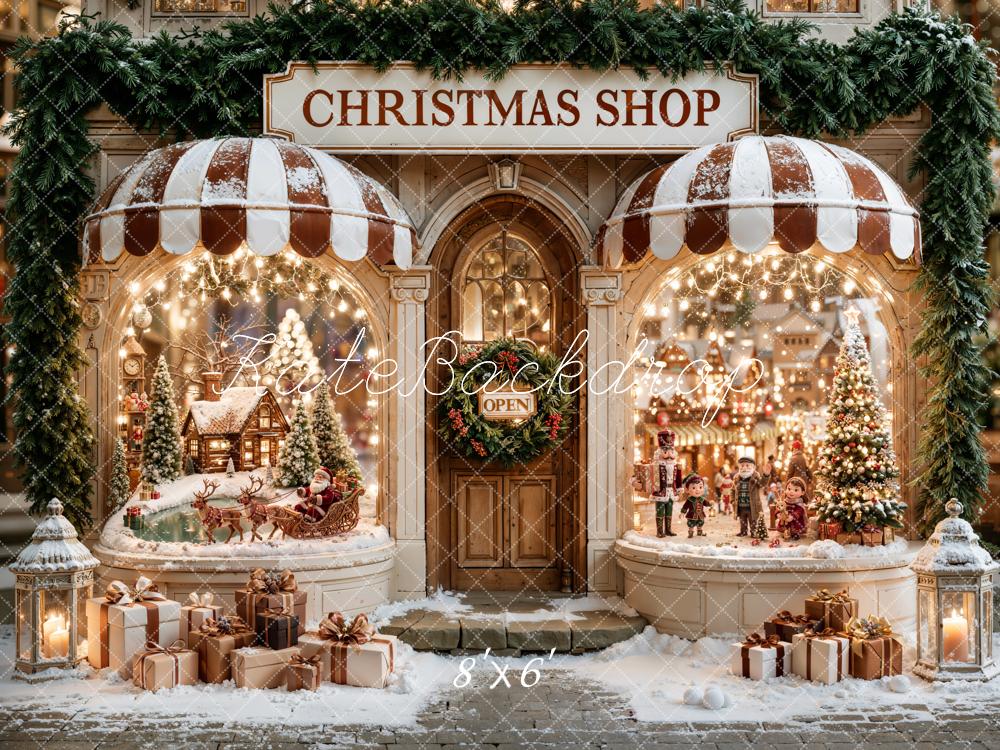Kate Christmas Shop Window Snow Gifts Backdrop Designed by Emetselch - Image 3