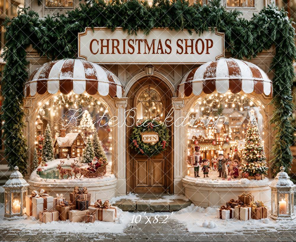Kate Christmas Shop Window Snow Gifts Backdrop Designed by Emetselch - Image 6