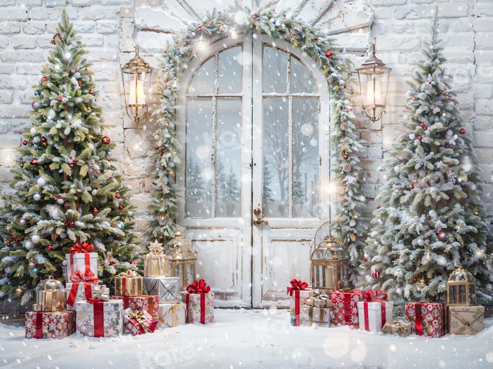Kate Christmas Snow Tree Door Fleece Backdrop Designed by Emetselch - Image 6