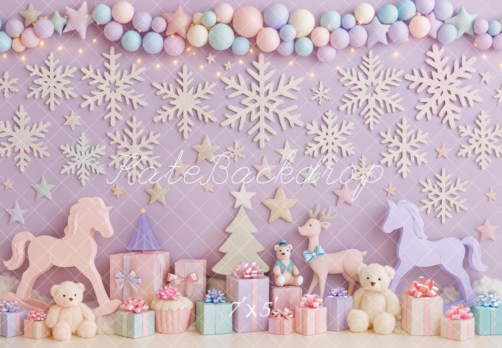 Kate Christmas Snowflakes Pastel Gifts Backdrop Designed by Patty Robert