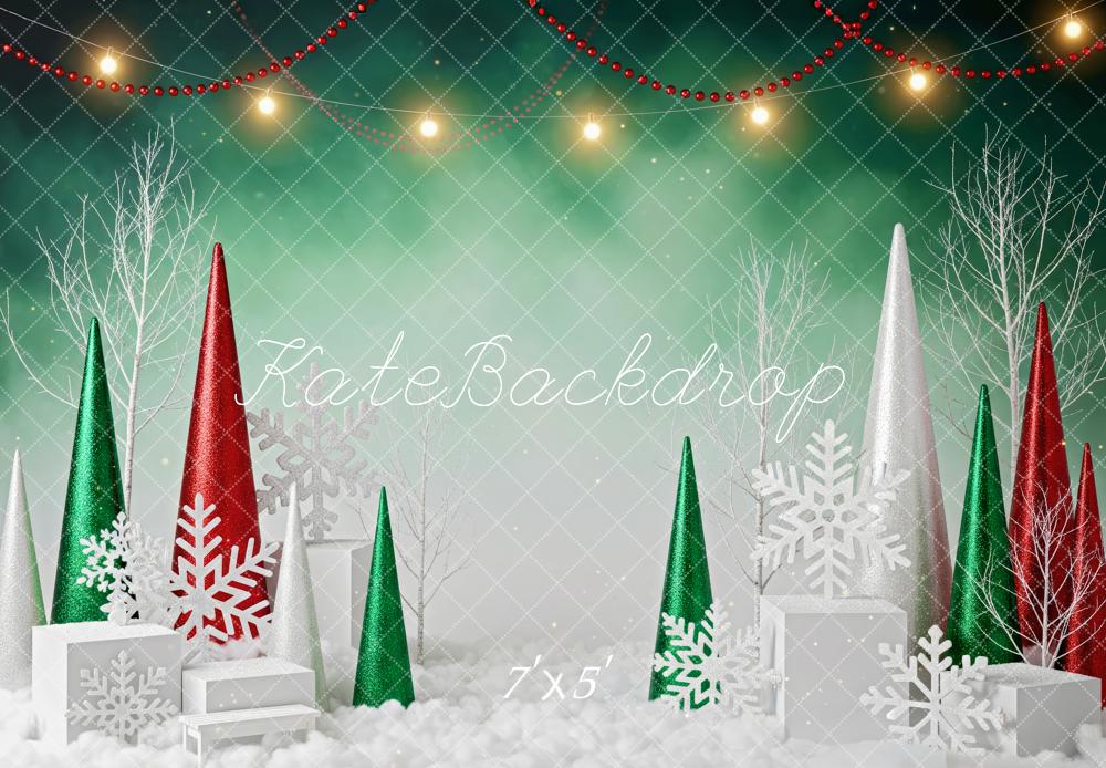 Kate Christmas Snowy Boxes Green Backdrop Designed by Patty Robert