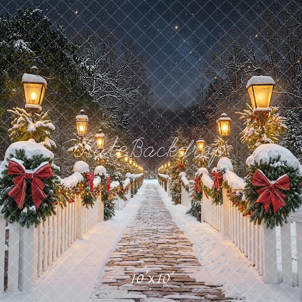 Kate Christmas Snowy Bridge Garland Lamps Backdrop Designed by Emetselch - Image 7