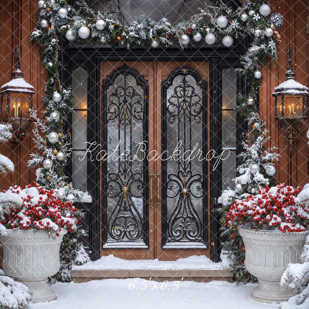 Kate Christmas Snowy Door Winter Backdrop Designed by Emetselch - Image 2