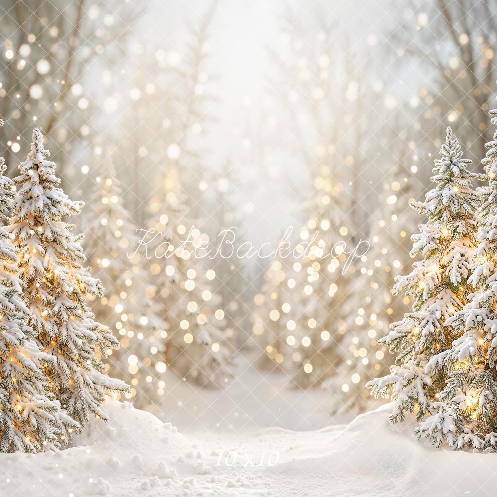 Kate Christmas Snowy Pine Trees Lights Backdrop Designed by Emetselch - Image 10