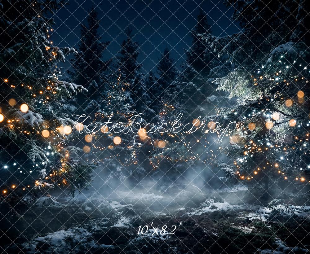 Kate Christmas Snowy Trees Lights Night Backdrop Designed by Happy Squirrel Design - Image 6