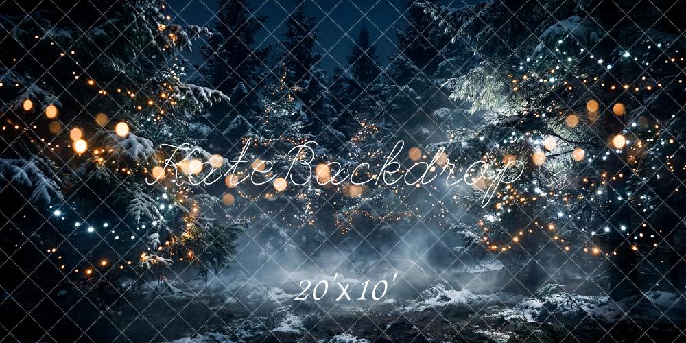 Kate Christmas Snowy Trees Lights Night Backdrop Designed by Happy Squirrel Design - Image 8