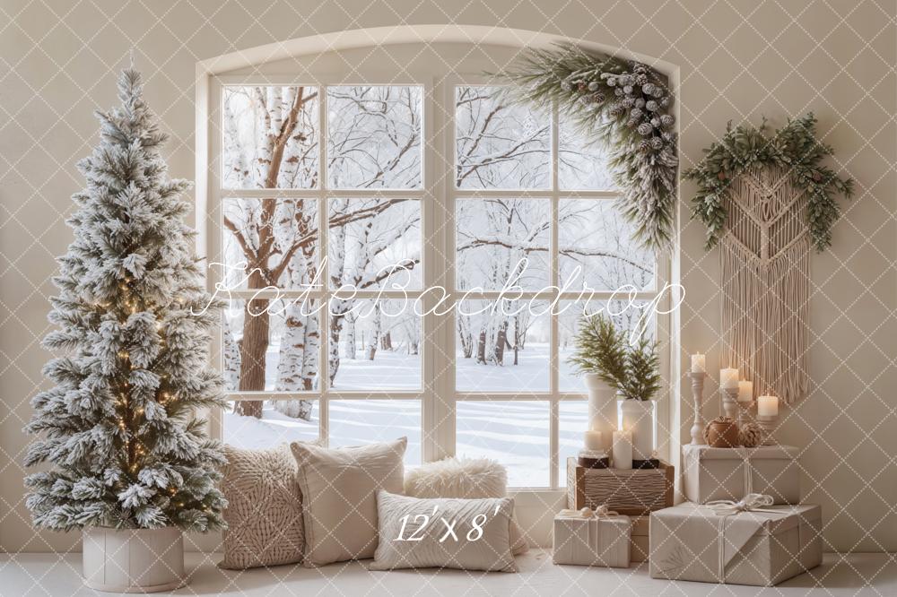 Kate Christmas Snowy Tree Window Decor Fleece Backdrop Designed by Emetselch - Image 4