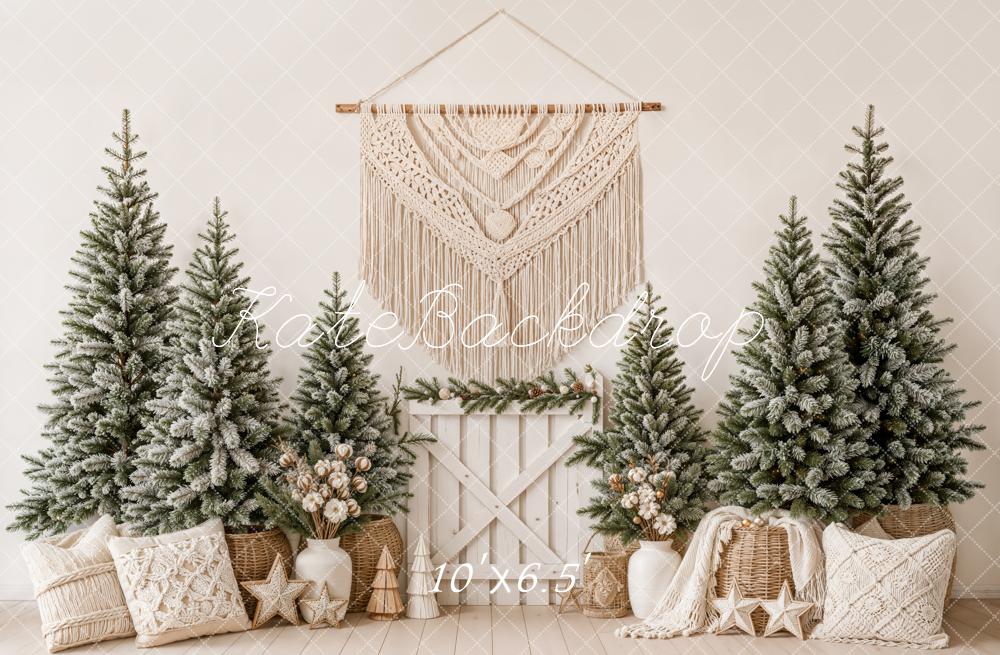 Kate Christmas Snowy Trees Basket Macrame Backdrop Designed by Emetselch - Image 4