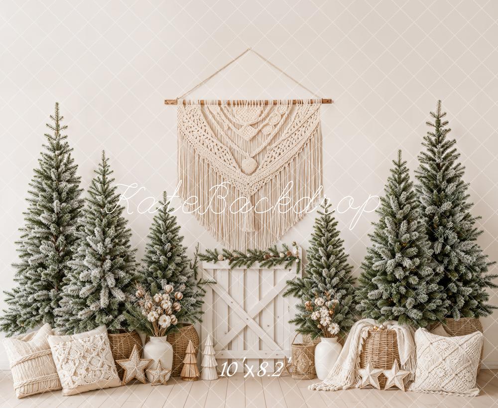 Kate Christmas Snowy Trees Basket Macrame Backdrop Designed by Emetselch - Image 6