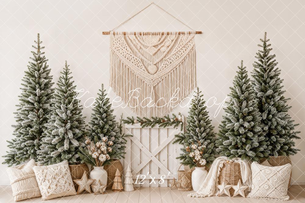 Kate Christmas Snowy Trees Basket Macrame Backdrop Designed by Emetselch - Image 8