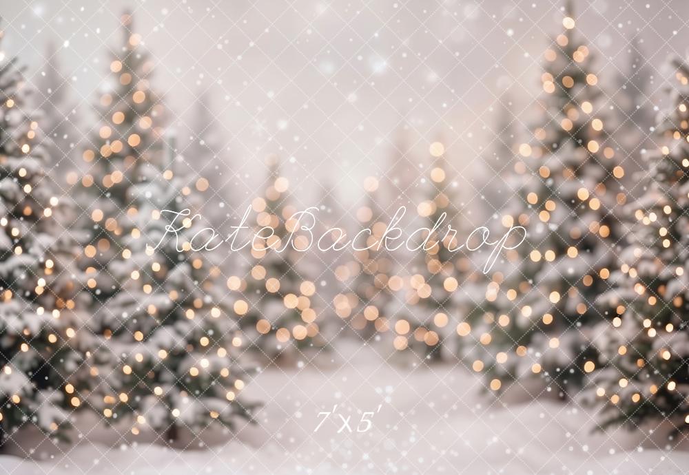 Kate Christmas Snowy Trees Bokeh Backdrop Designed by Emetselch